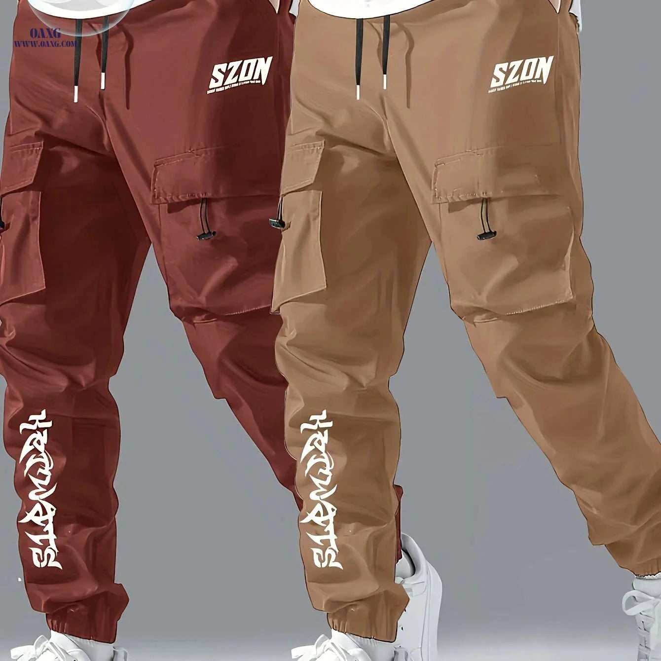 Men's Casual Cargo Pants - Multi-Pocket, Drawstring, All-Season Wear   OAXG Black / S