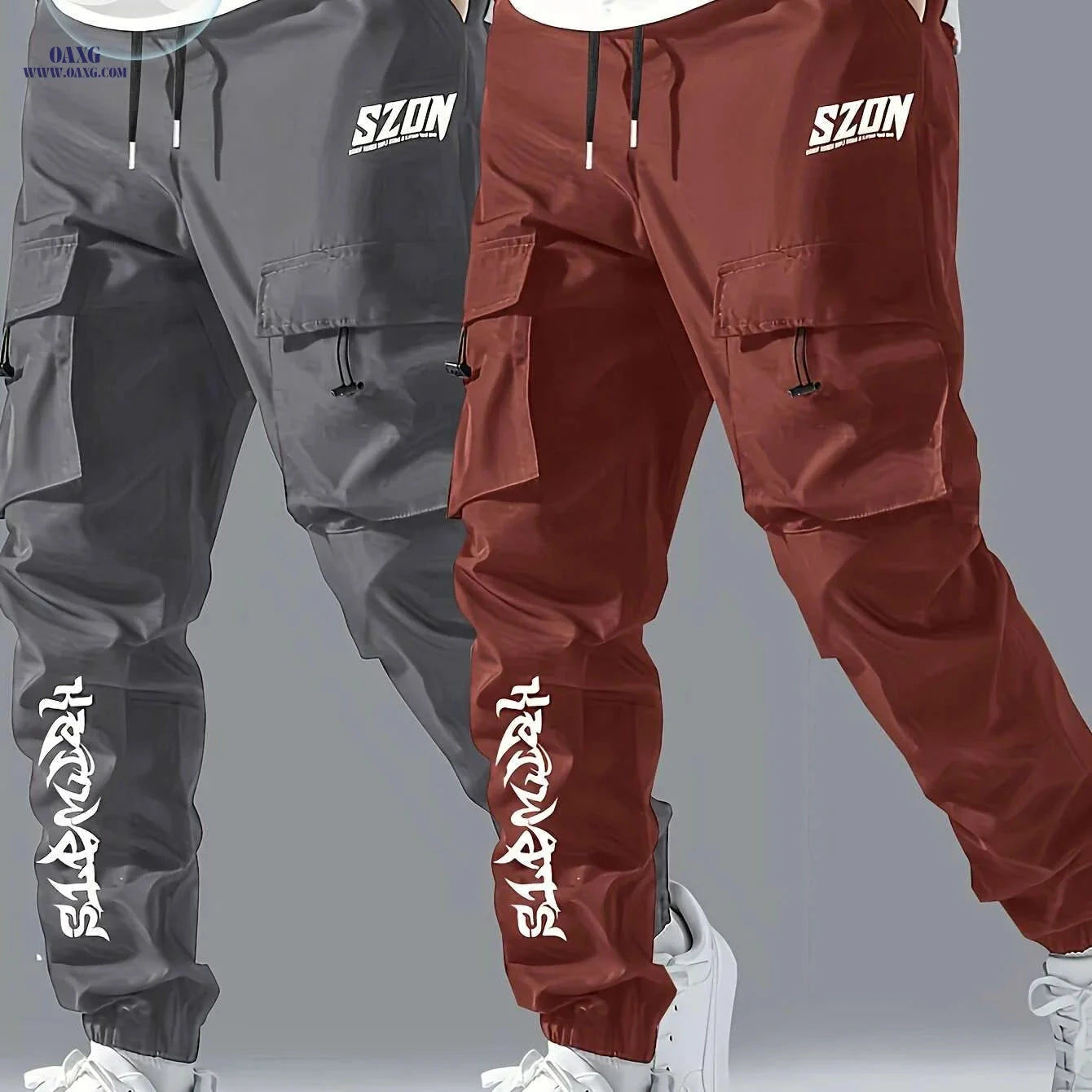 Men's Casual Cargo Pants - Multi-Pocket, Drawstring, All-Season Wear   OAXG Black / S
