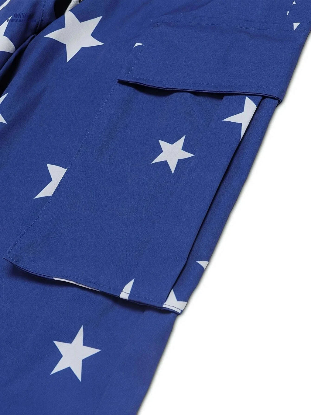Men's Casual Cargo Pants - Navy Star Print, Utility Pockets, Comfy Fit   OAXG 