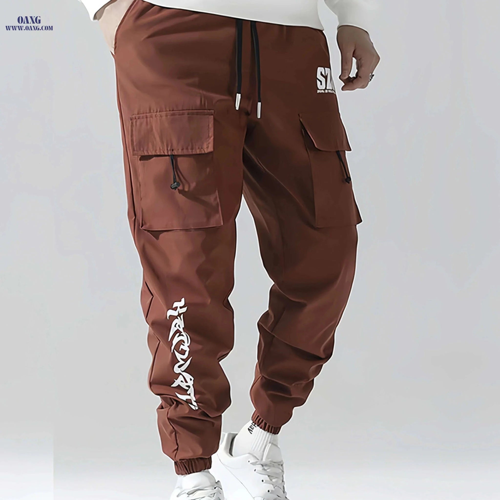 Men's Casual Cargo Pants - Regular Fit, Drawstring, Multiple Pockets   OAXG Black / S
