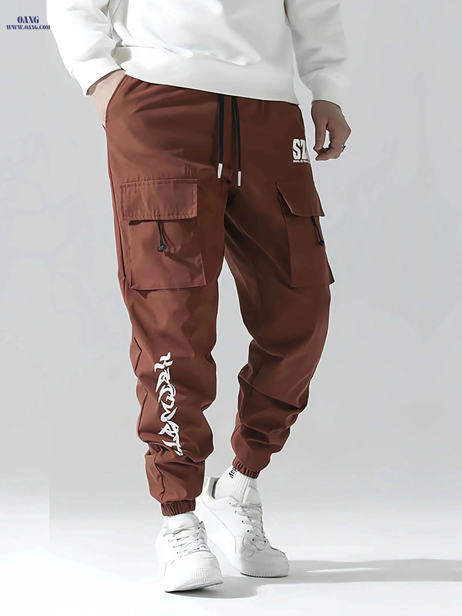Men's Casual Cargo Pants - Regular Fit, Drawstring, Multiple Pockets   OAXG Black / S