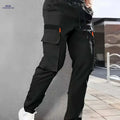 Men’s Casual Cargo Pants - Solid Color, Zippered Side Pockets   OAXG 