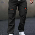 Men's Casual Cargo Pants - Straight Leg, Multi-Pocket, Loose Fit   OAXG 