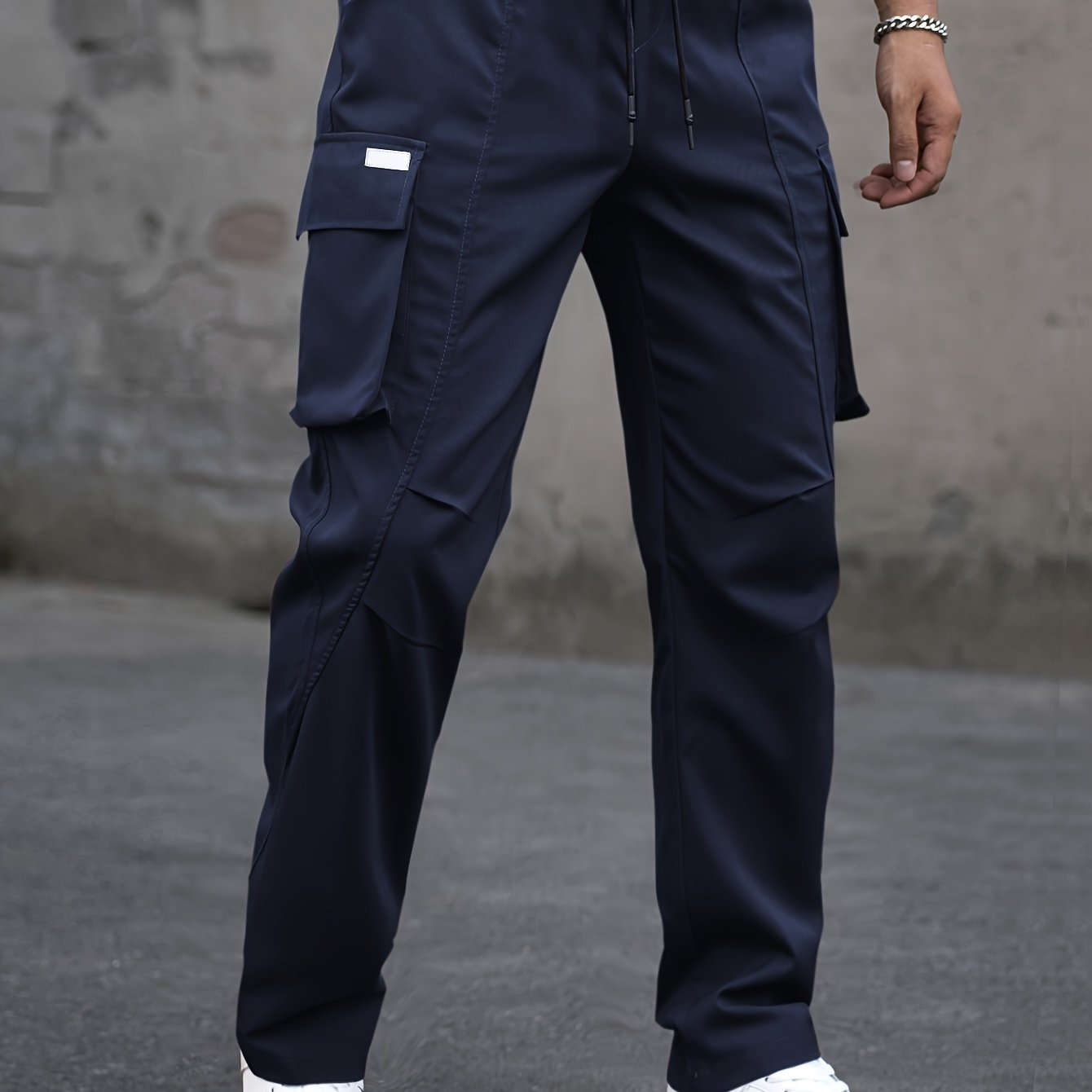 Men's Casual Cargo Pants - Trendy Solid Color, Regular Fit   OAXG 