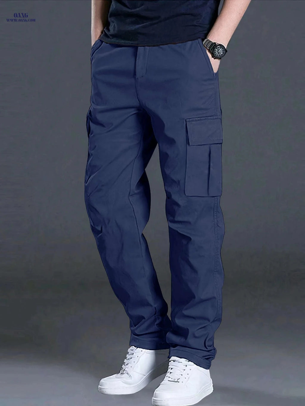 Men's Casual Cargo Pants - Trendy with Large Pockets & Drawstring   OAXG 