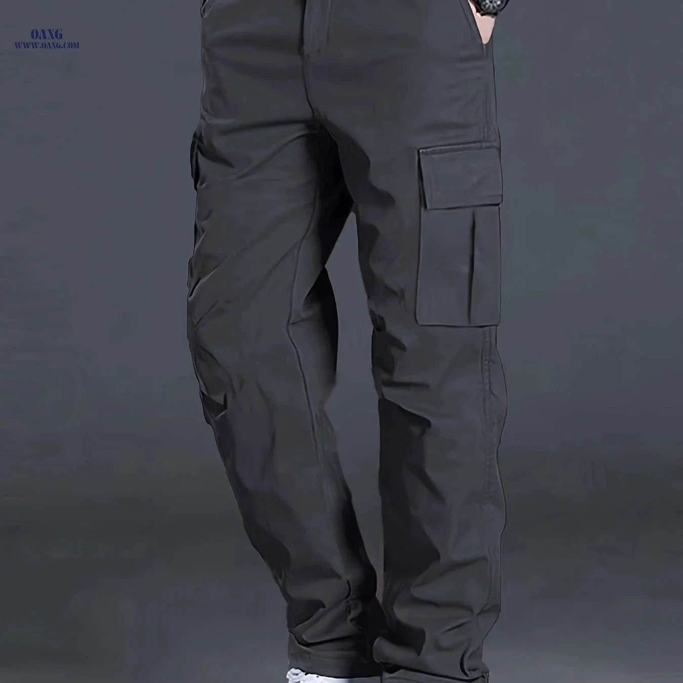 Men's Casual Cargo Pants - Trendy with Large Pockets & Drawstring   OAXG 