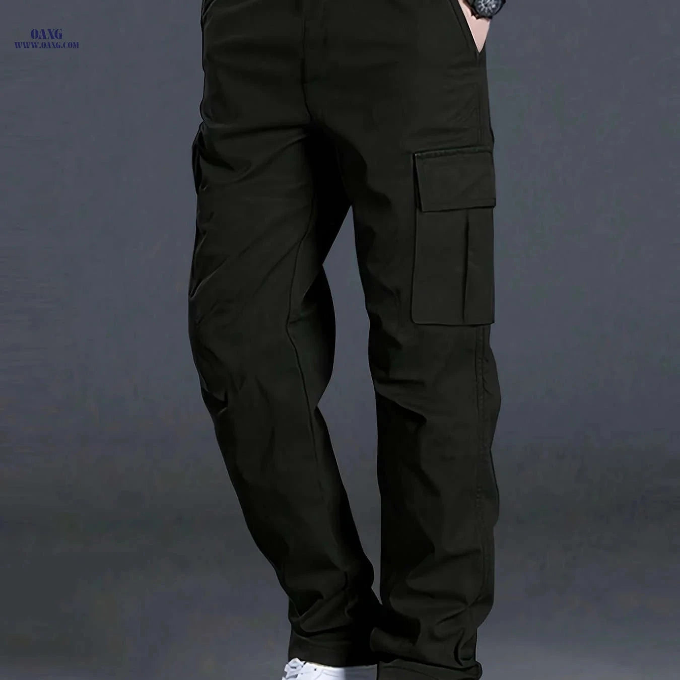Men's Casual Cargo Pants - Trendy with Large Pockets & Drawstring   OAXG 