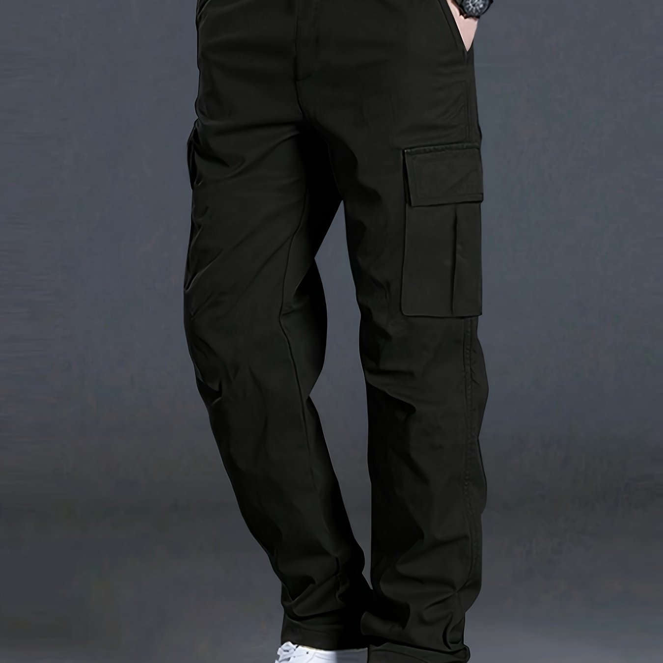 Men's Casual Cargo Pants - Trendy with Large Pockets & Drawstring   OAXG 