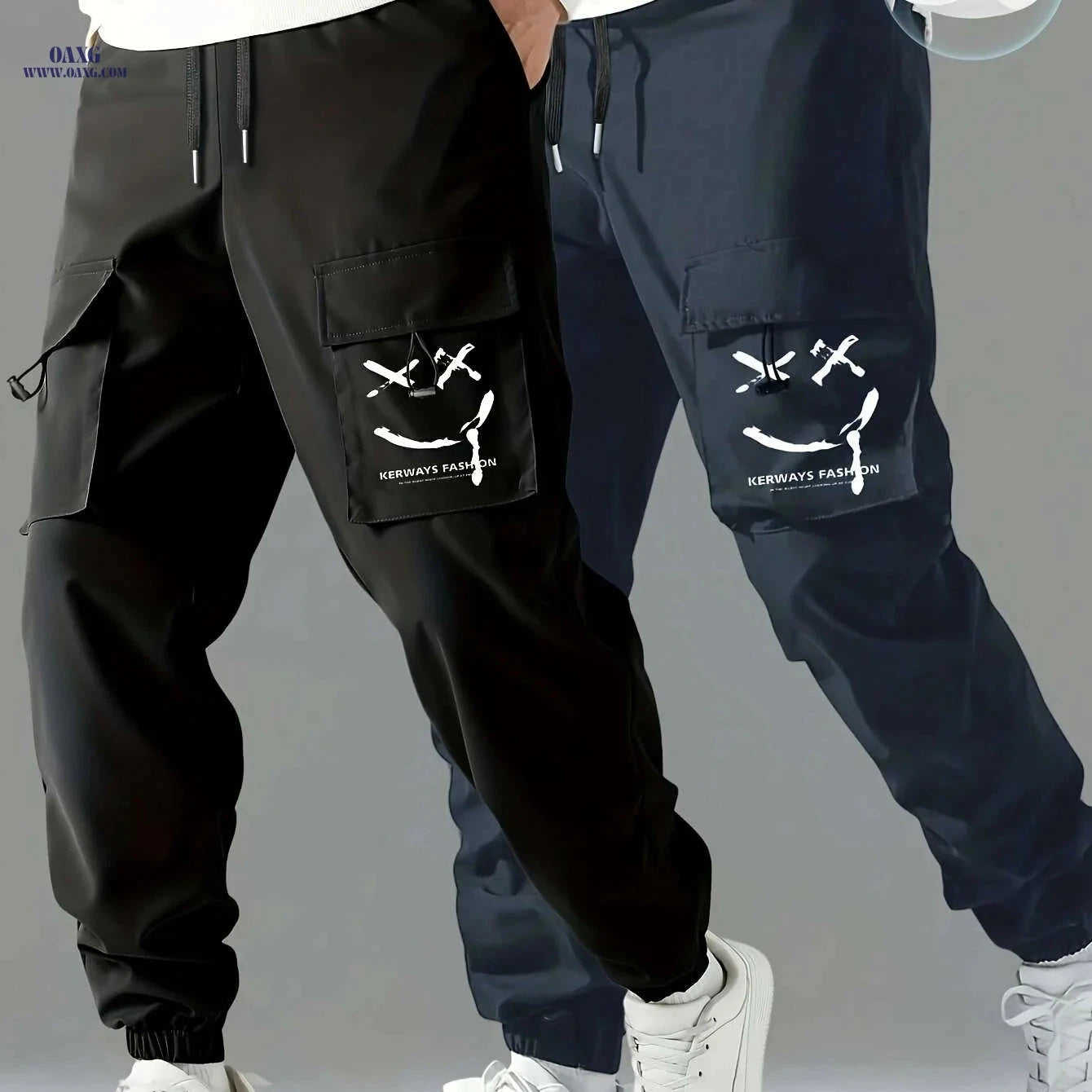 Men's Casual Cargo Pants Two-Pack - Comfortable & Easy Care   OAXG 