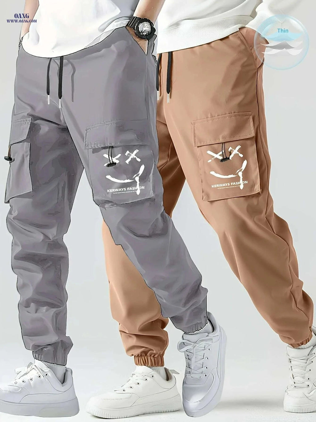 Men's Casual Cargo Pants Two-Pack - Comfortable & Easy Care   OAXG 