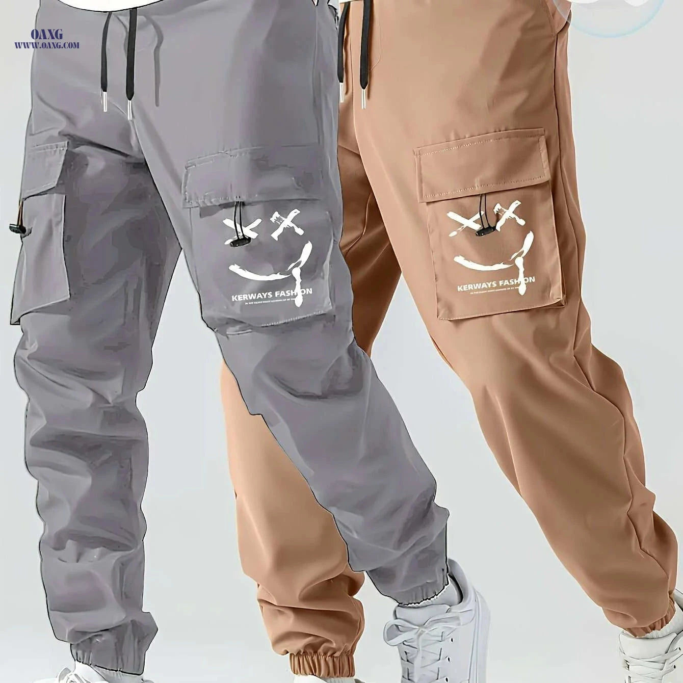 Men's Casual Cargo Pants Two-Pack - Comfortable & Easy Care   OAXG Black+Blue / S