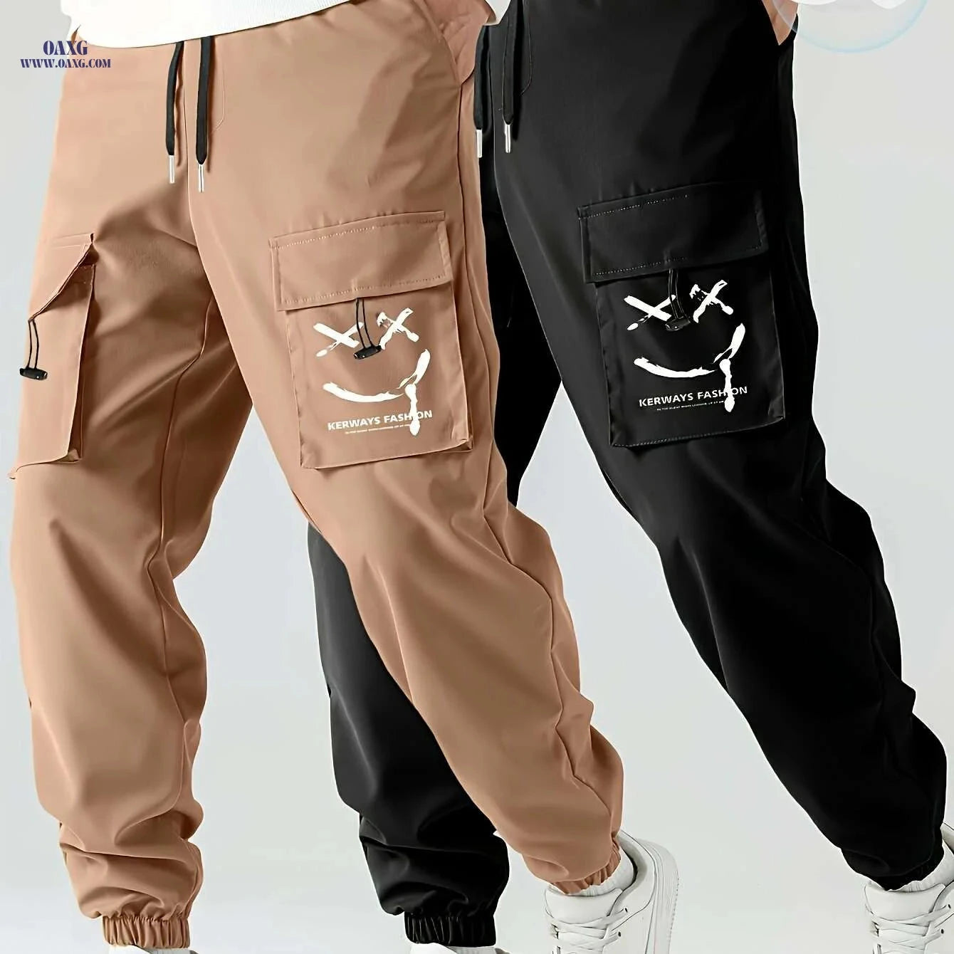 Men's Casual Cargo Pants Two-Pack - Comfortable & Easy Care   OAXG Black+Blue / S