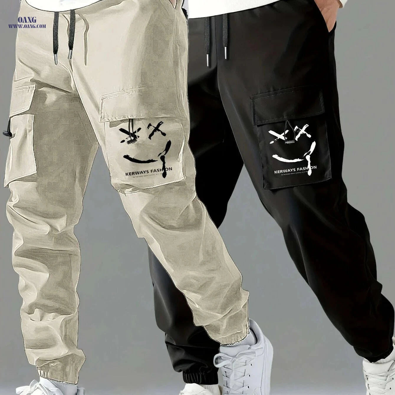 Men's Casual Cargo Pants Two-Pack - Comfortable & Easy Care   OAXG Black+Blue / S