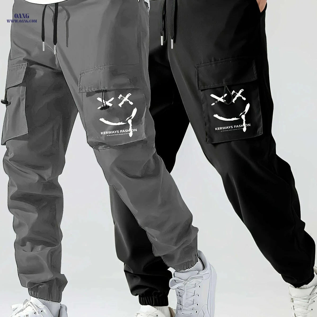 Men's Casual Cargo Pants Two-Pack - Comfortable & Easy Care   OAXG Black+Blue / S