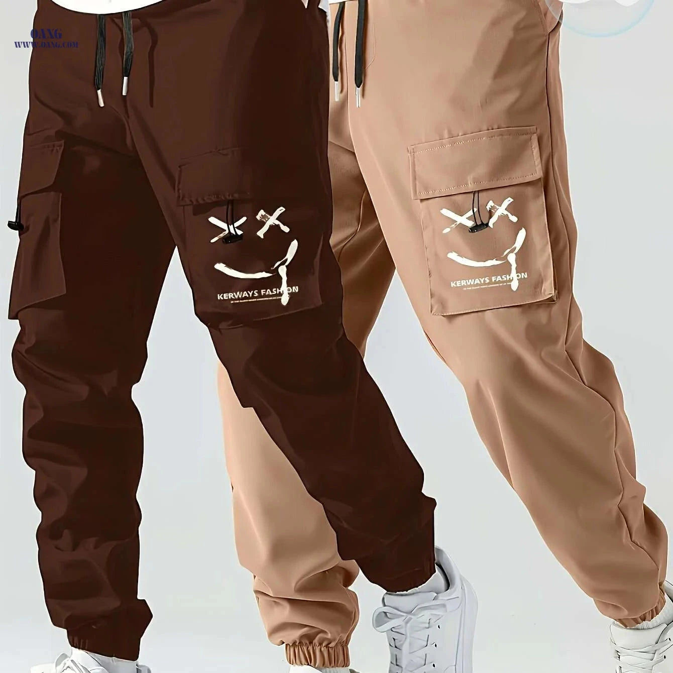 Men's Casual Cargo Pants Two-Pack - Comfortable & Easy Care   OAXG Black+Blue / S