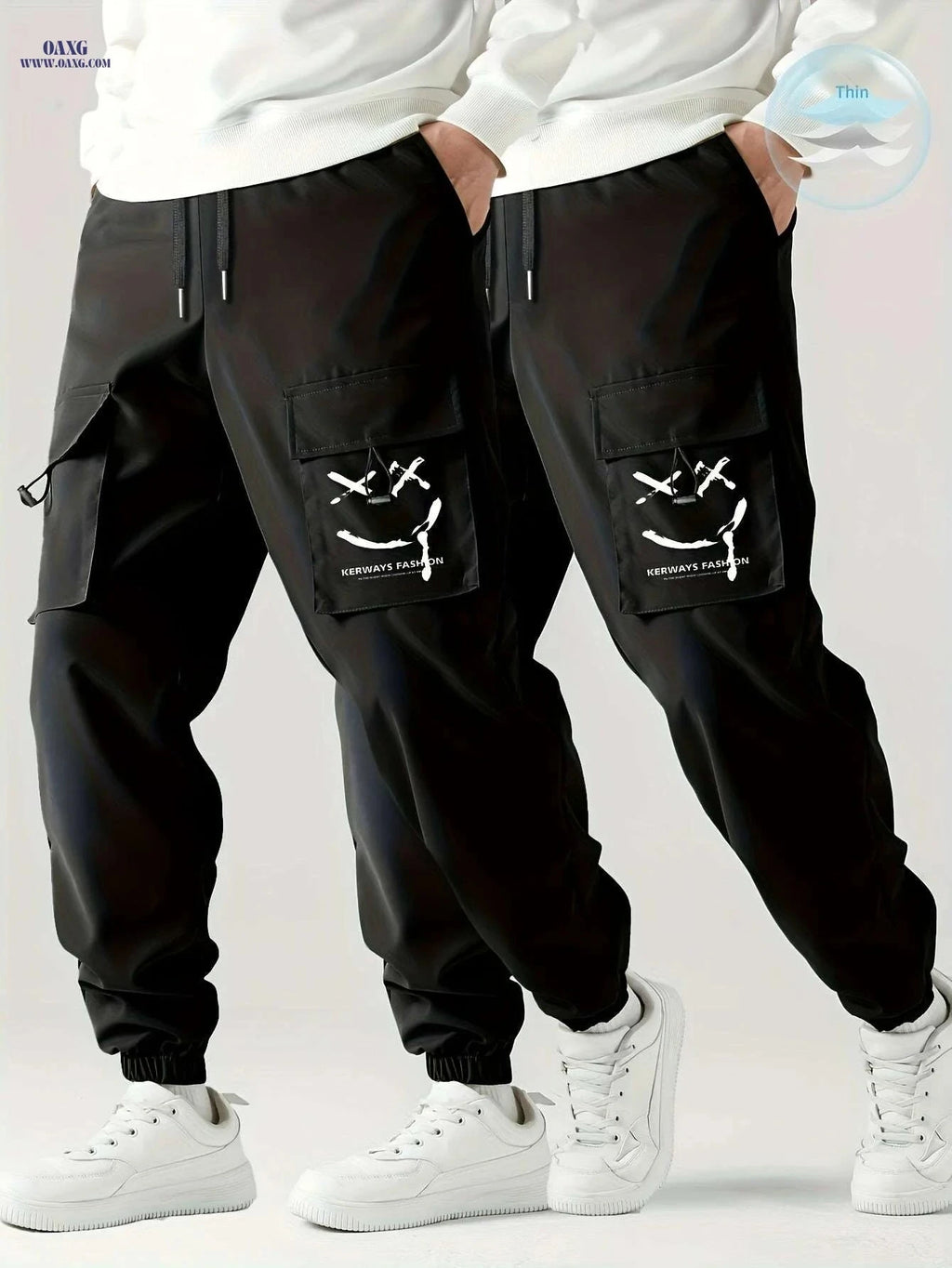 Men's Casual Cargo Pants Two-Pack - Comfortable & Easy Care   OAXG 