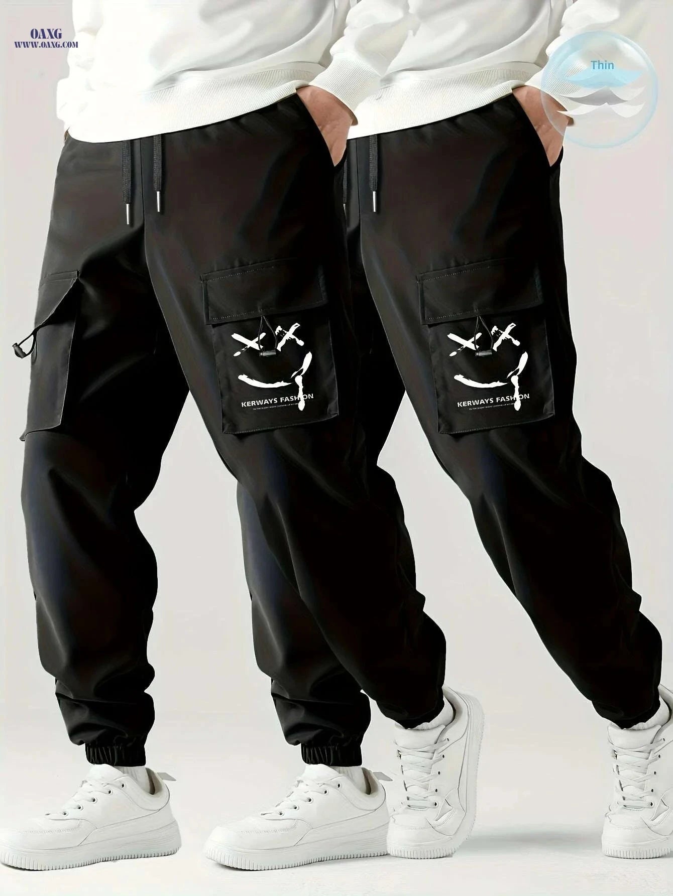 Men's Casual Cargo Pants Two-Pack - Comfortable & Easy Care   OAXG 