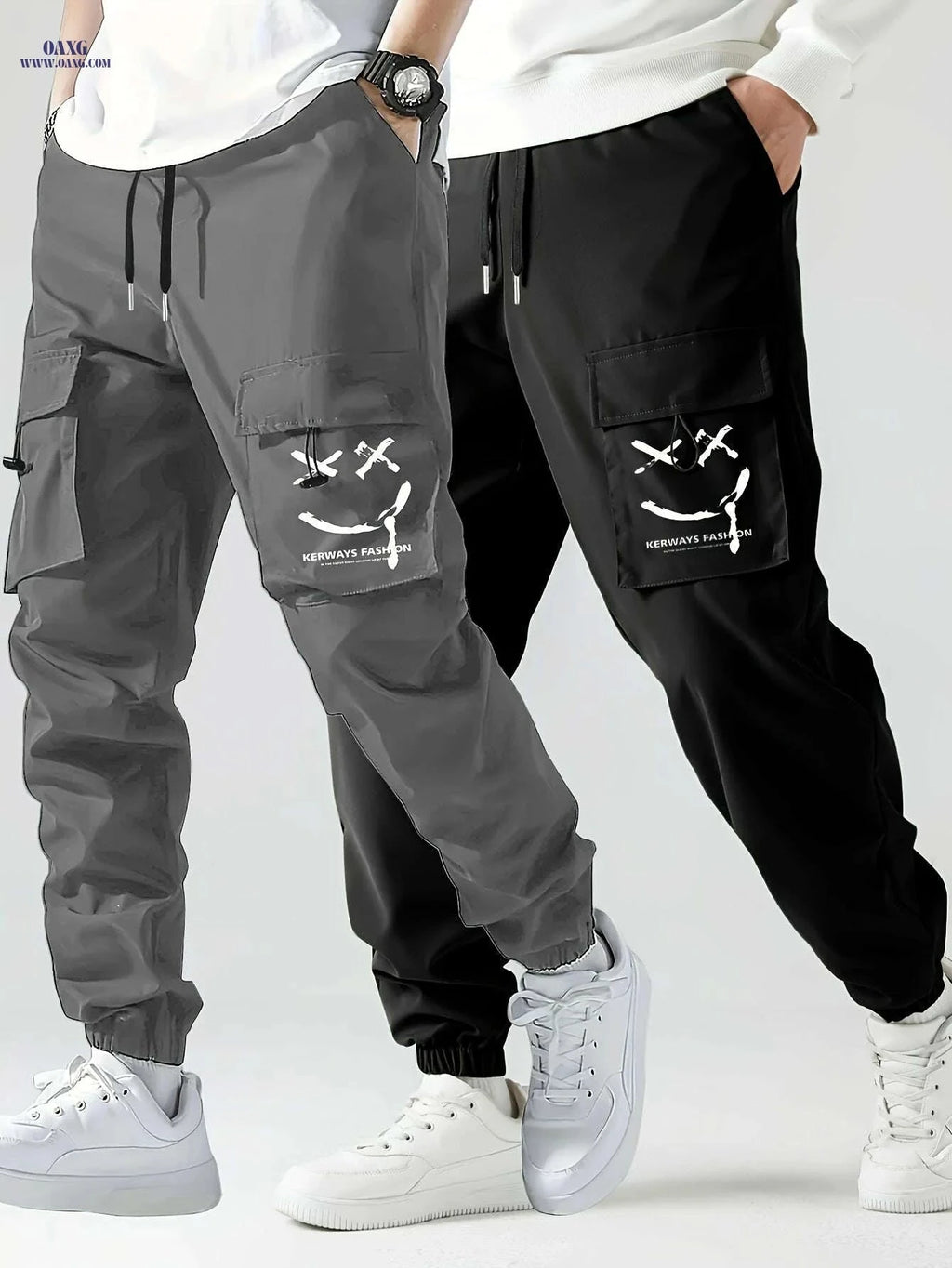 Men's Casual Cargo Pants Two-Pack - Comfortable & Easy Care   OAXG 