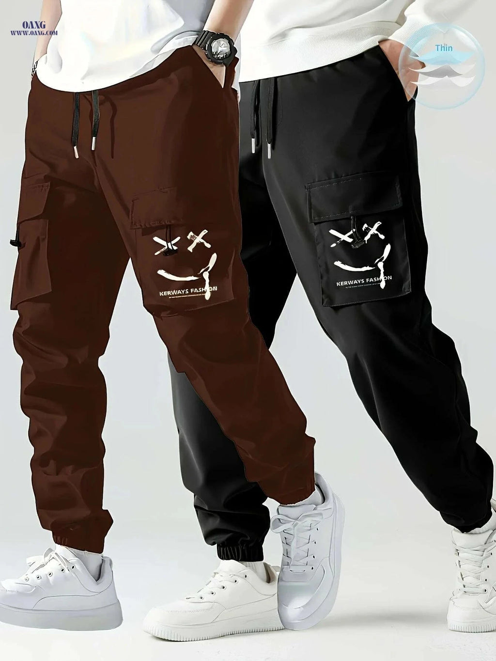 Men's Casual Cargo Pants Two-Pack - Comfortable & Easy Care   OAXG 