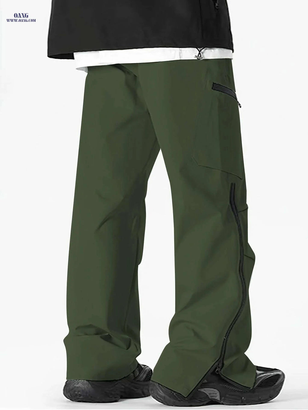 Men's Casual Cargo Pants - Zipper and Drawstring Waist, Black   OAXG Black / S