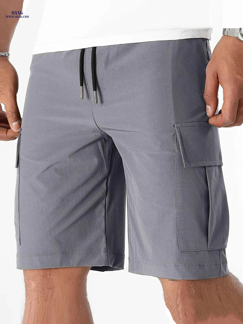 Men's Casual Cargo Shorts - Flap Pocket, Drawstring, Regular Fit   OAXG 