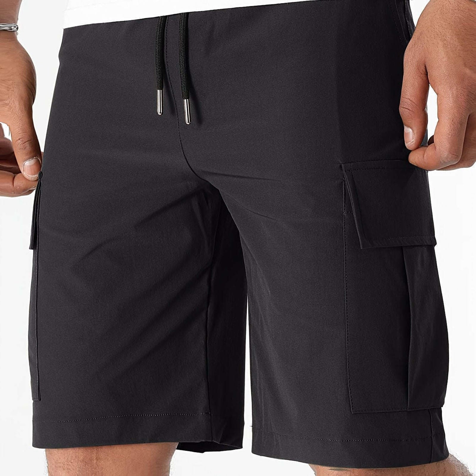 Men's Casual Cargo Shorts - Flap Pocket, Drawstring, Regular Fit   OAXG 