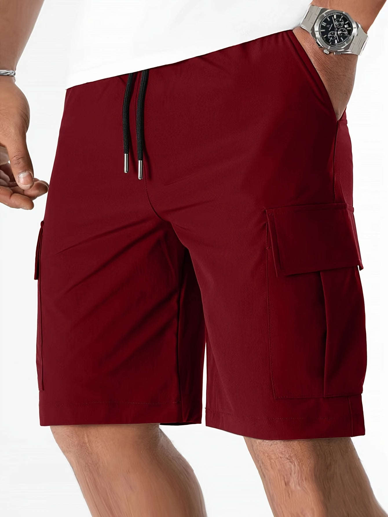 Men's Casual Cargo Shorts - Flap Pocket, Drawstring, Regular Fit   OAXG 