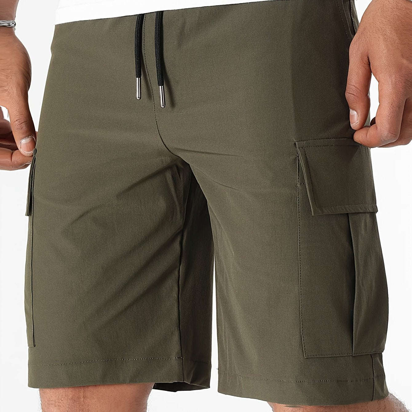Men's Casual Cargo Shorts - Flap Pocket, Drawstring, Regular Fit   OAXG 