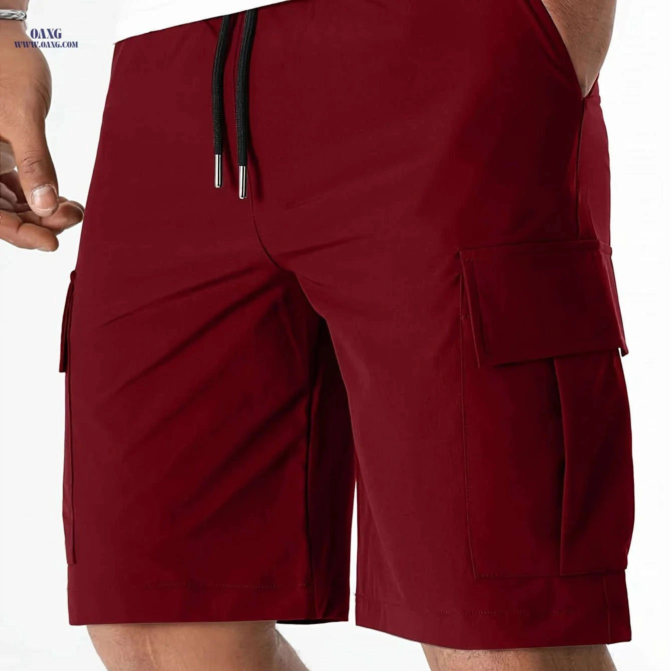 Men's Casual Cargo Shorts - Flap Pocket, Drawstring, Regular Fit   OAXG 