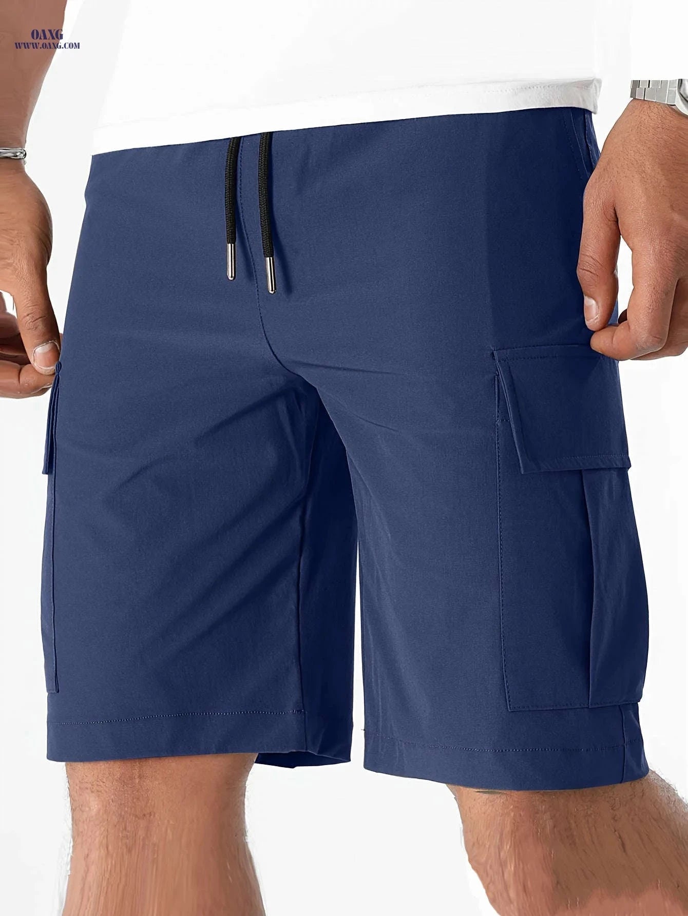 Men's Casual Cargo Shorts - Flap Pocket, Drawstring, Regular Fit   OAXG 