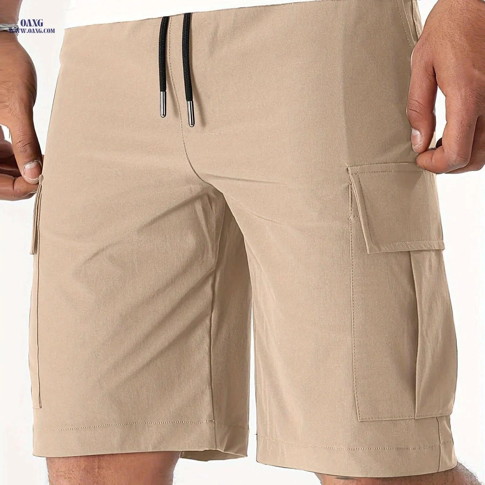 Men's Casual Cargo Shorts - Flap Pocket, Drawstring, Regular Fit   OAXG Grey / FR S