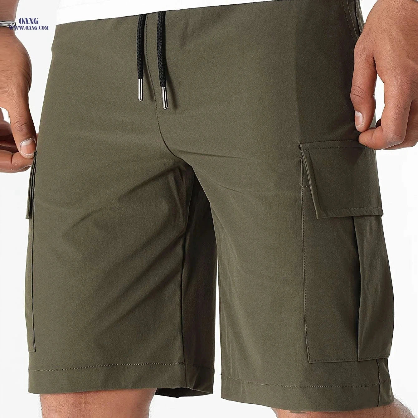 Men's Casual Cargo Shorts - Flap Pocket, Drawstring, Regular Fit   OAXG Grey / FR S