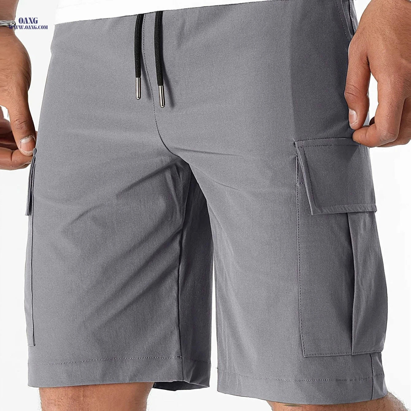 Men's Casual Cargo Shorts - Flap Pocket, Drawstring, Regular Fit   OAXG 