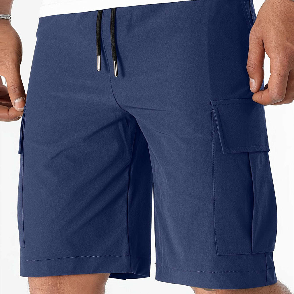 Men's Casual Cargo Shorts - Flap Pocket, Drawstring, Regular Fit   OAXG 