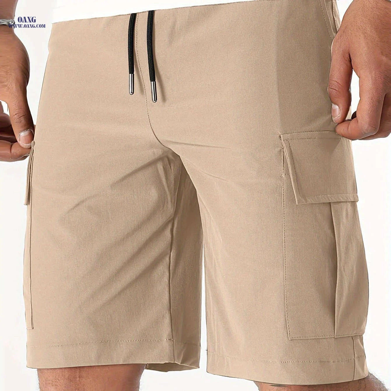 Men's Casual Cargo Shorts - Flap Pocket, Drawstring, Regular Fit   OAXG 