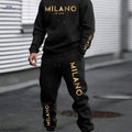 Men's Casual Chinese Style Print Sweatshirt & Pants Set   OAXG 