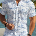Men's Casual Coconut Tree Print Short Sleeve Shirt & Shorts Set   OAXG 
