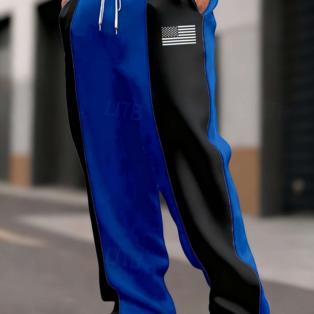 Men's Casual Color-Block Pants - Comfortable Loose Fit for Street Style   OAXG 