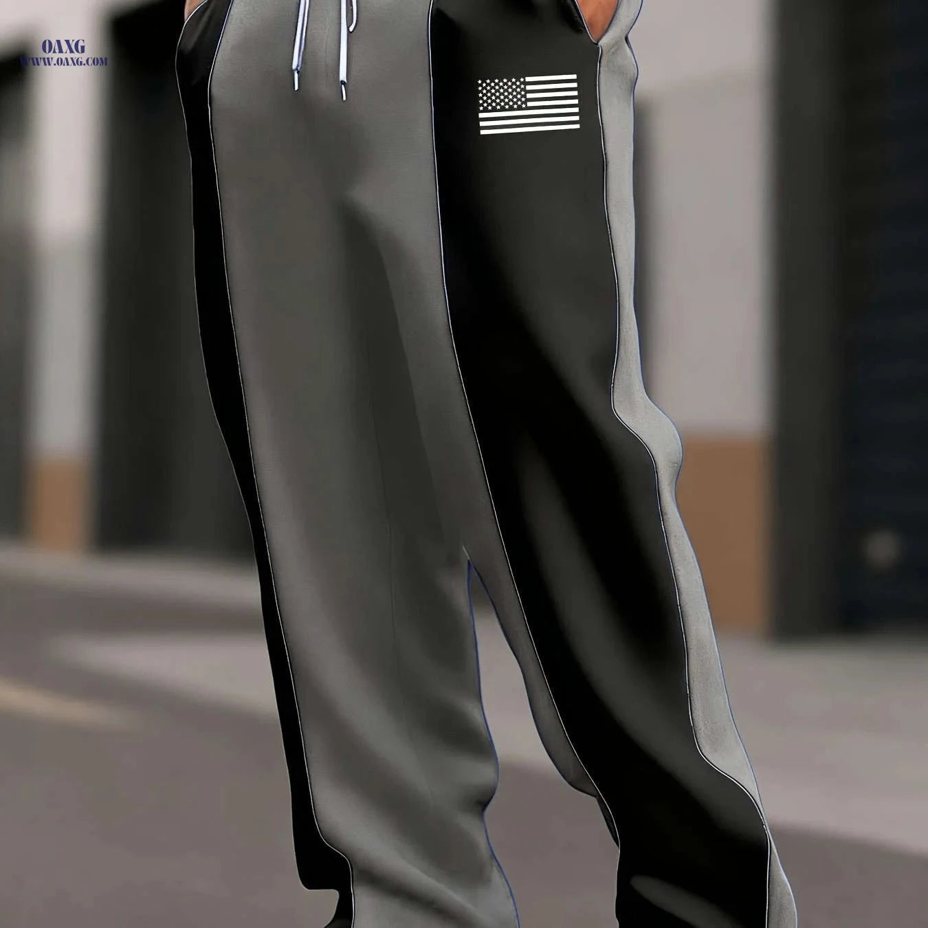 Men's Casual Color-Block Pants - Comfortable Loose Fit for Street Style   OAXG 