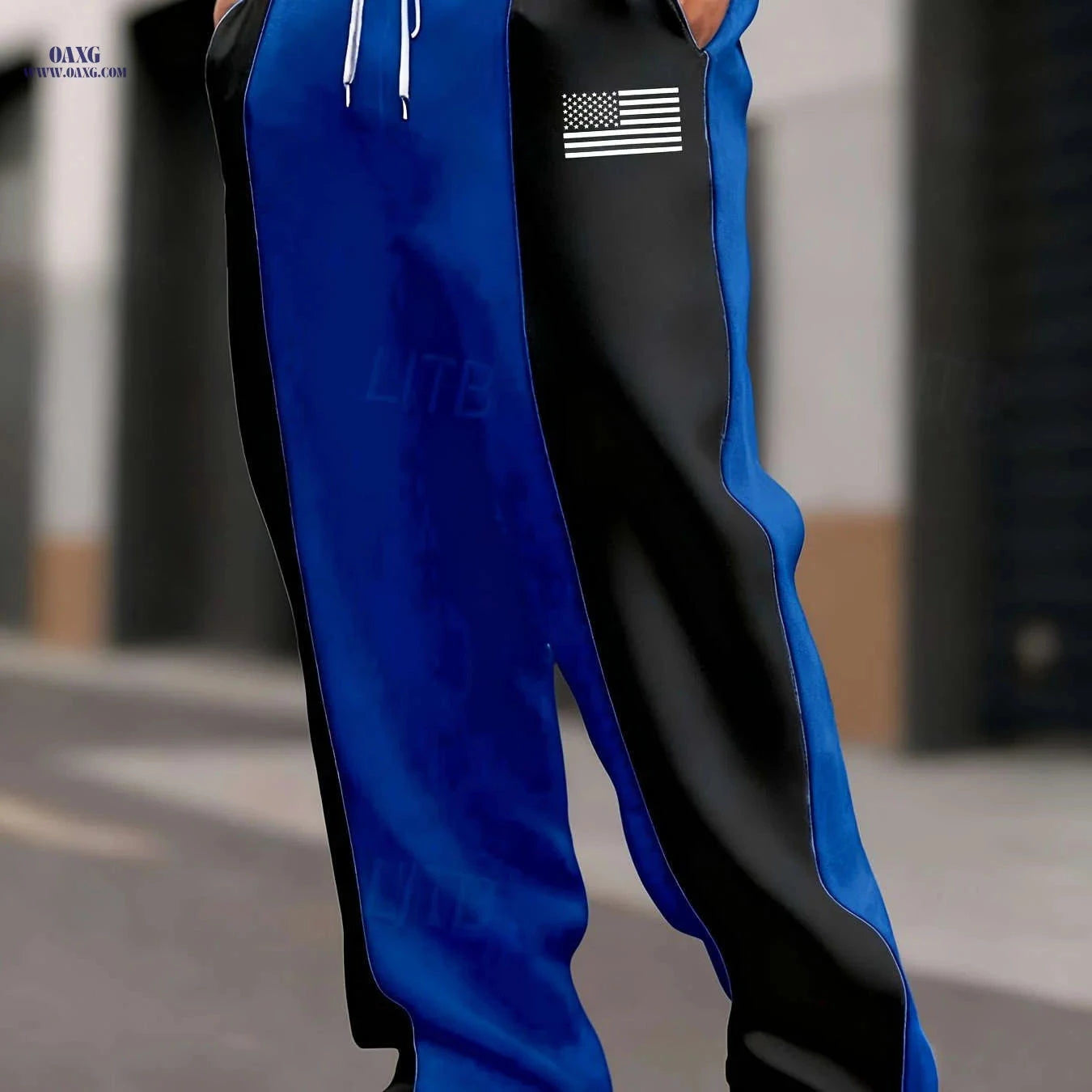Men's Casual Color-Block Pants - Comfortable Loose Fit for Street Style   OAXG 
