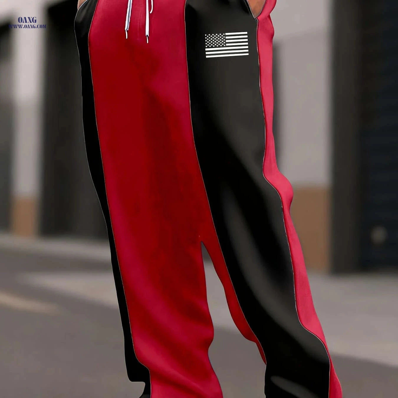 Men's Casual Color-Block Pants - Comfortable Loose Fit for Street Style   OAXG 