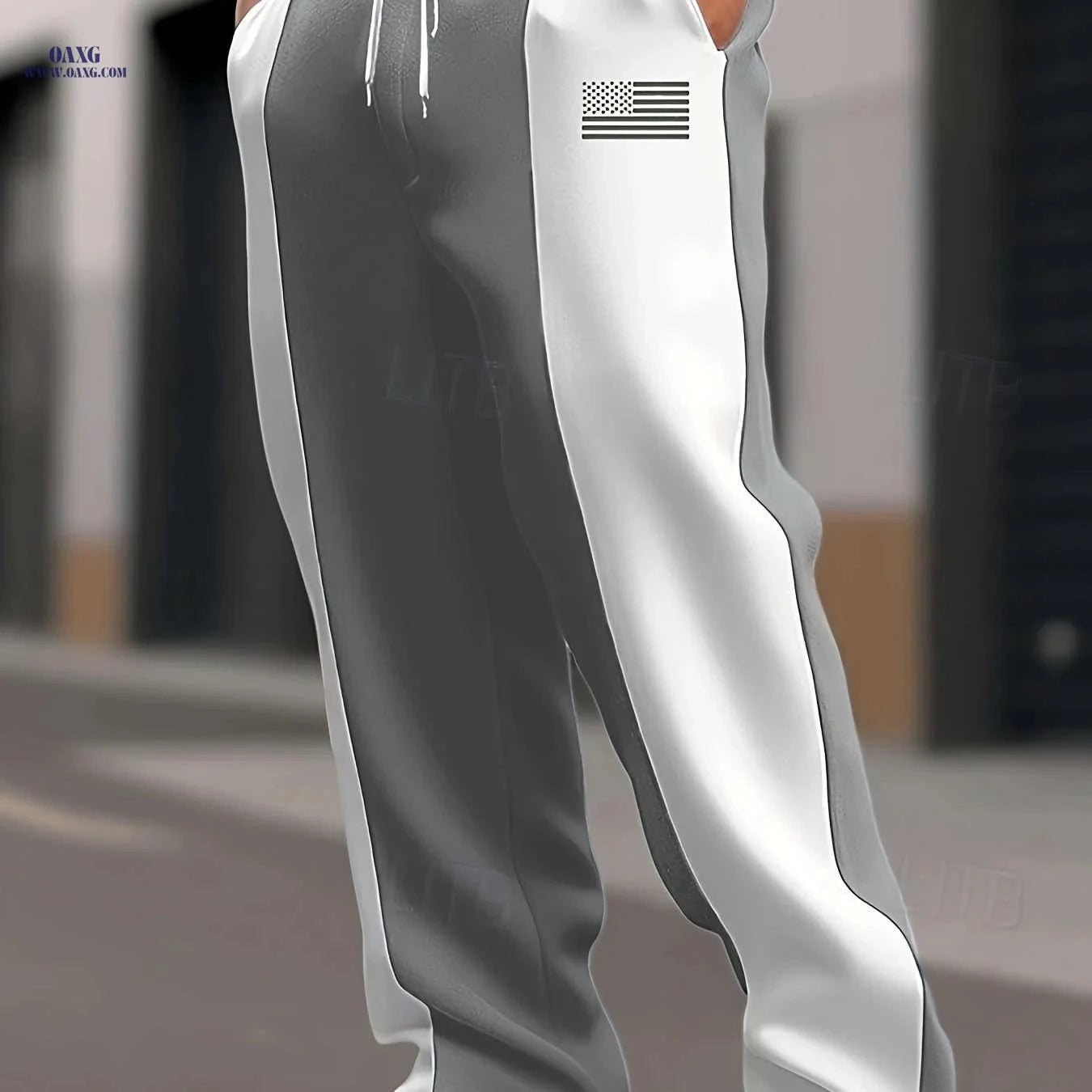 Men's Casual Color-Block Pants - Comfortable Loose Fit for Street Style   OAXG 