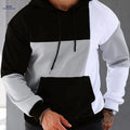 Men's Casual Color Block Pullover Hoodie - Stretchy & Comfortable   OAXG Black / FR M