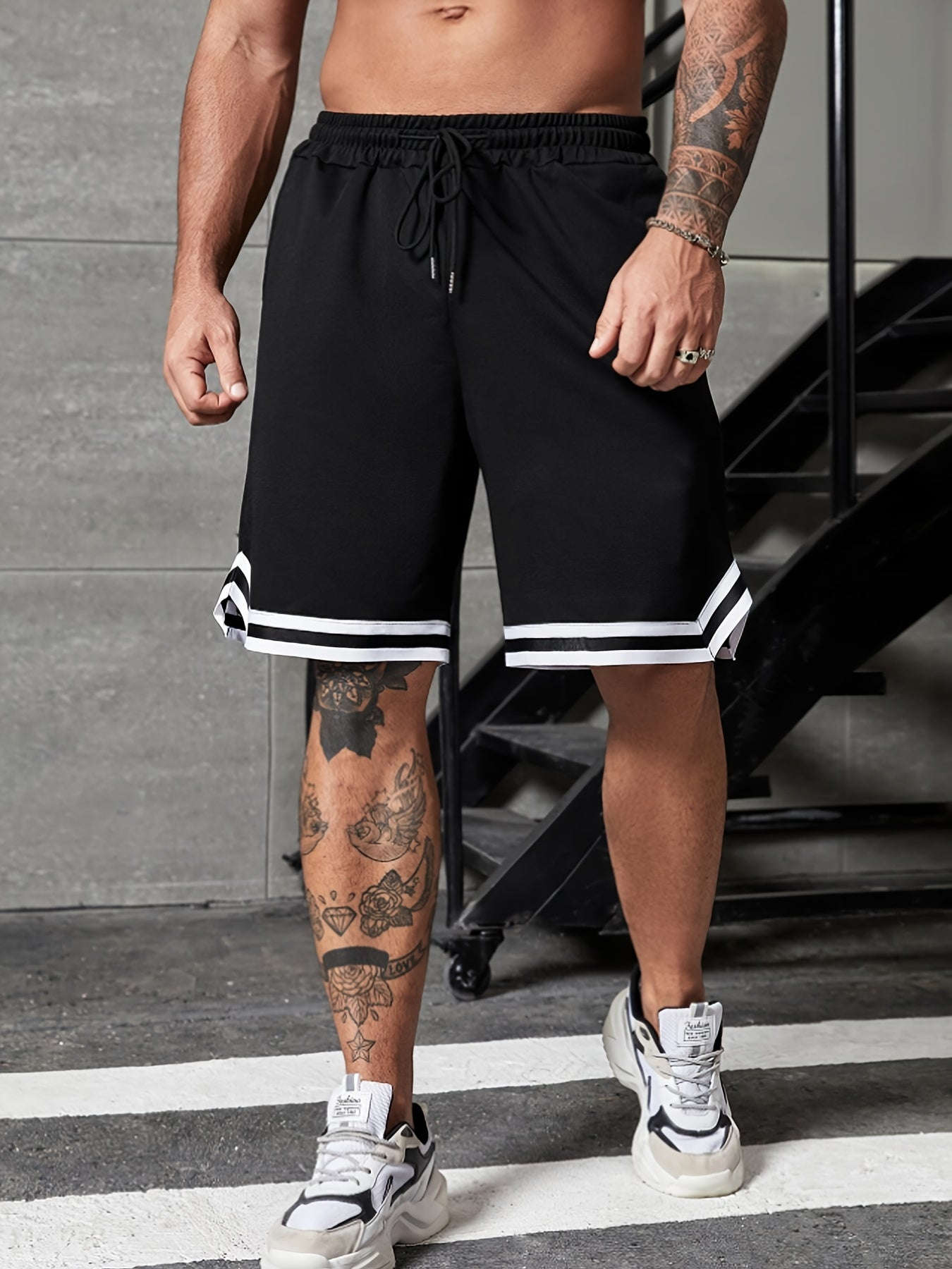 Men's Casual Color-Block Shorts - Loose Fit with Drawstring Pockets   OAXG 