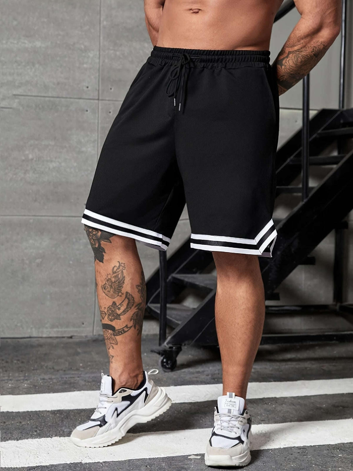 Men's Casual Color-Block Shorts - Loose Fit with Drawstring Pockets   OAXG 