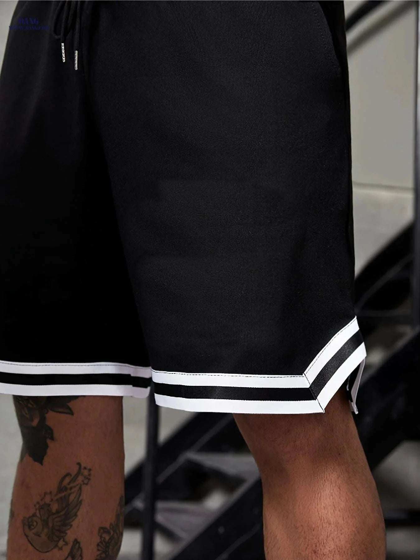 Men's Casual Color-Block Shorts - Loose Fit with Drawstring Pockets   OAXG Black / FR XS