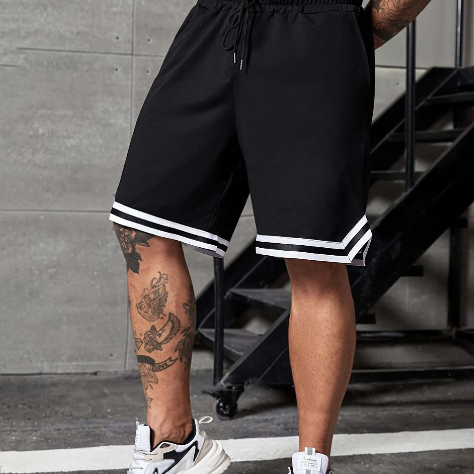 Men's Casual Color-Block Shorts - Loose Fit with Drawstring Pockets   OAXG 