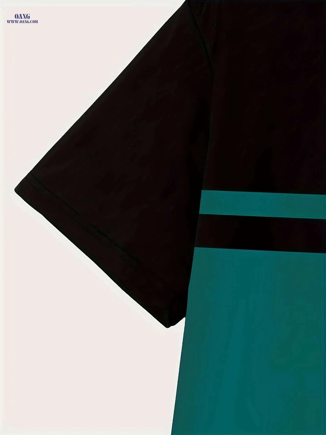 Men's Casual Color Block T-Shirt - Stylish Teal & Black Design   OAXG Mixed Color / S