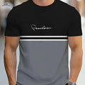 Men's Casual Color Block T-Shirt - Vintage FREEDOM Print, Short Sleeve   OAXG Slate Grey / S