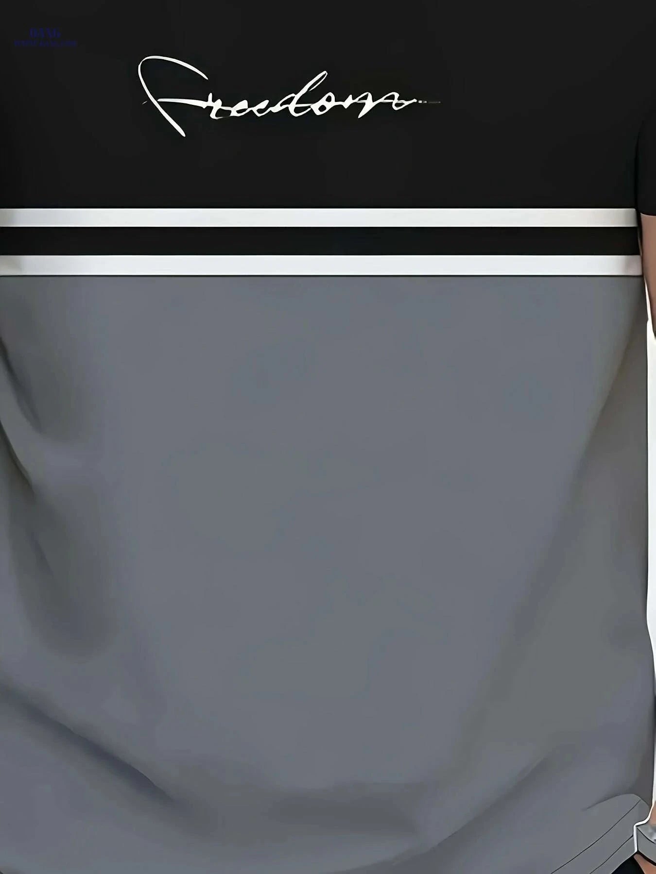 Men's Casual Color Block T-Shirt - Vintage FREEDOM Print, Short Sleeve   OAXG Slate Grey / S